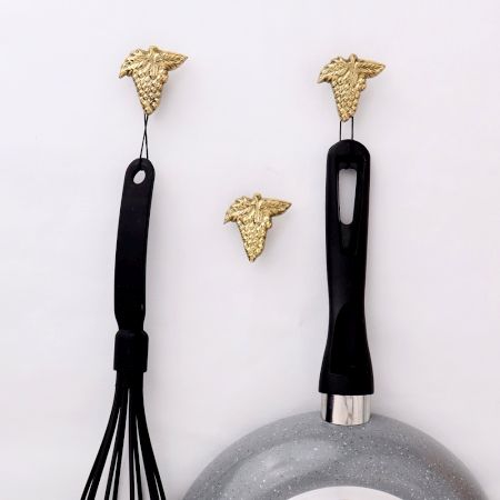 Golden Brass Grape Wall Hooks-3 Pieces