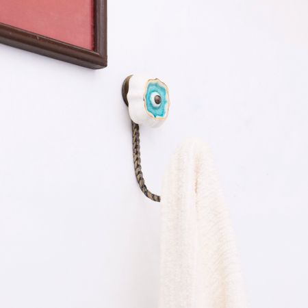 Sea Green Solid Gold Line Ceramic Hook In Antique Fitting