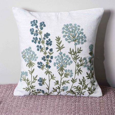 Azure Bloom Pillow Cover