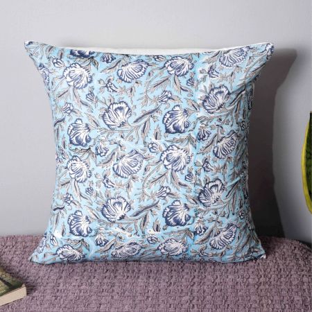 Azure Blossom Pillow Cover