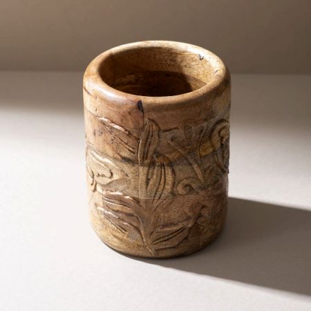 Artisan Leaf-Engraved Spoon Stand