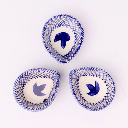Blue and White Design Ceramic Diwali Diya-Pack of 3