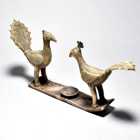 Vintage Tribal Art Pair Of Peacock