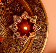 Brass Starry Flower Oil Lamp Diwali Decoration Gift