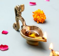 Brass Indian Peacock Holding Diya Diwali Decoration