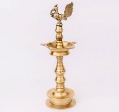 Brass Peacock Oil Lamp for Worship