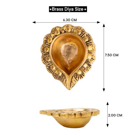 Brass Bud Shaped Decorative Border Oil Lamp Diya