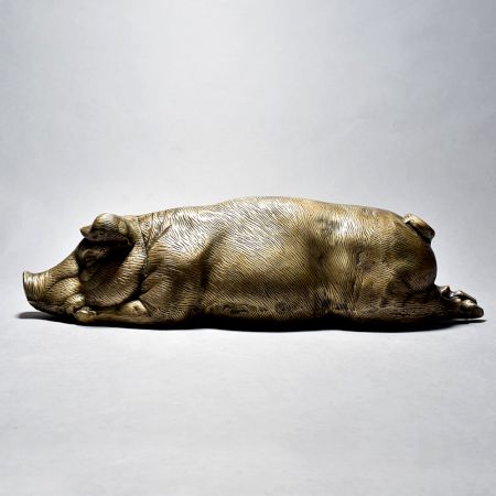 English Art Pig Sitting Brass Decor Figurine