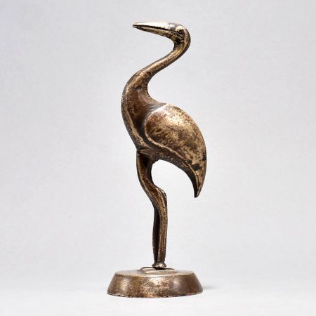Vintage Brass Bird with Long Beak and Legs Crane in 20th Century English Art