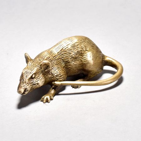 Brass Rat Figurine with Long Tail