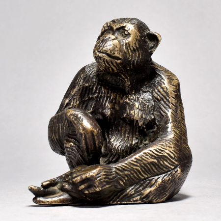 Brass Sitting Chimpanzee Figurine