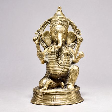 Tribal Art Lord Ganesha with Rat Figurine