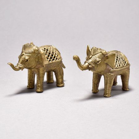 Unique Tribal Art Elephant Pair small size