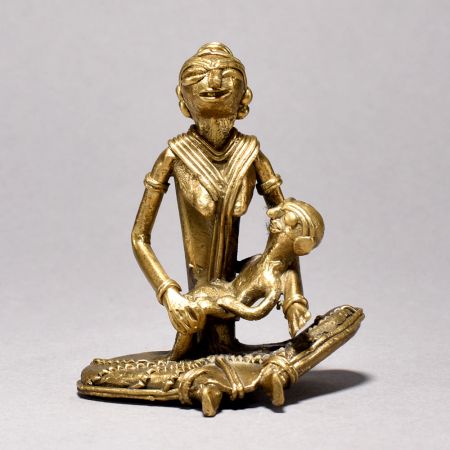 Exquisite Tribal Woman with Child Statue