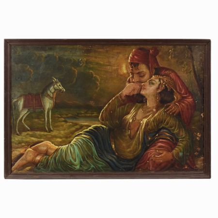 Heer Ranjha Vintage Cloth Painting Punjab School Art