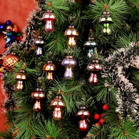 12 Pieces Vintage Distressed Glass Hanging Ornaments – Multicolor Christmas Tree Decorations