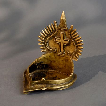 Vintage Brass South Indian Cross Design Pooja Diya Lamp