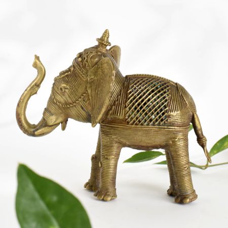 Ornate Brass Elephant Statue for Home Decoration