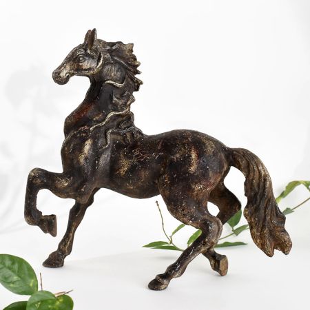 Majestic Iron Brass Horse Statue for Decor