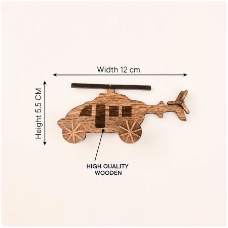 Natural Wooden Helicopter Design Adhesive Wall Hook
