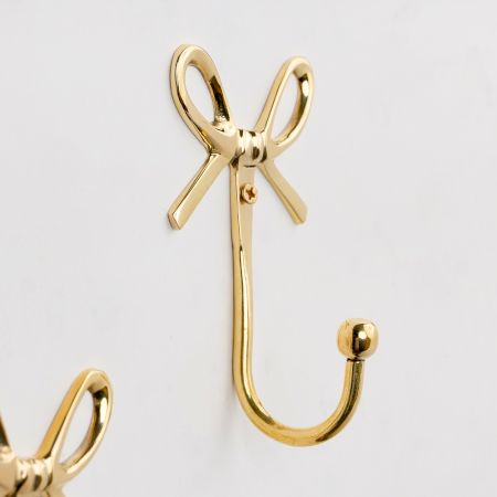 Elegant Bow Design Brass Wall Hook-Pack of 3
