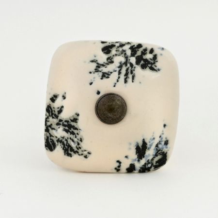 Handcrafted Ceramic Cream Square Cabinet Knob