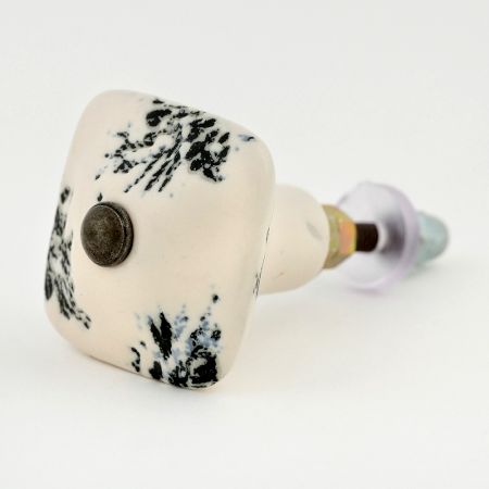 Handcrafted Ceramic Cream Square Cabinet Knob