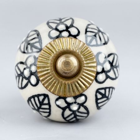 Black Leaf Ceramic Cabinet Knob