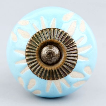 Turquoise Etched Ceramic Knob 39
