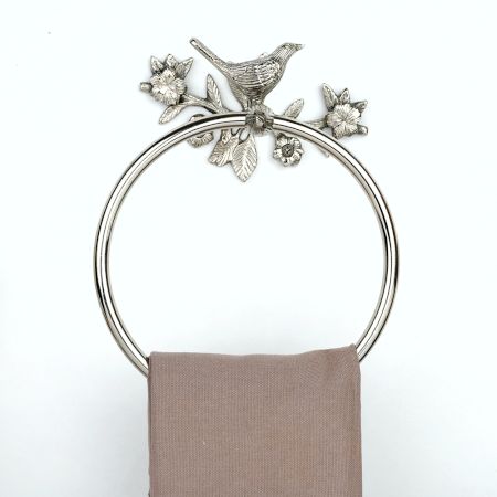 Silver Brass Bird Design Set of 4 Bathroom Hardware Accessories