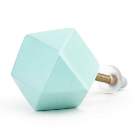 Turquoise Geometric Wooden Cabinet Knob