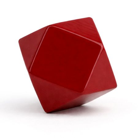 Red Geometric Wooden Cabinet Knob