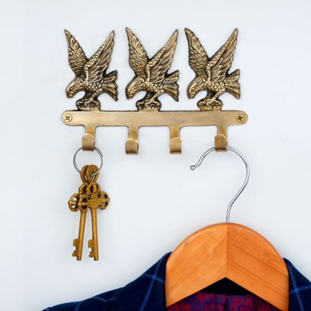 Golden Handmade Brass Eagle Wall Hook