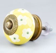 Yellow Floral Ceramic Knob