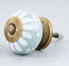 Light Grey Handpainted Floral Knob
