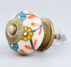 Sea Green Mustard Sunflower Ceramic Knob