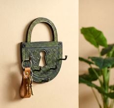 Bronze Decor Hooks Padlock Key Hooks with Patina