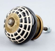 Black Spider Net Etched Ceramic Cabinet Knobs