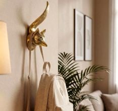 Handmade Antique Golden Fox Design Aluminium Wall Hook