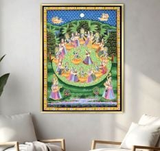 Moonlit Raas Mandala Pichwai Krishna Dance Painting
