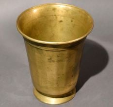 Antique Patina Brass Pedestal Pooja Cup