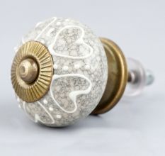 White Heart Crackle Ceramic Dresser Knob