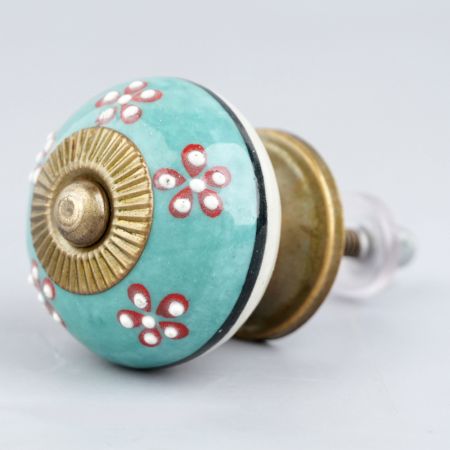 Turquoise Tiny Flower Cabinet Knob