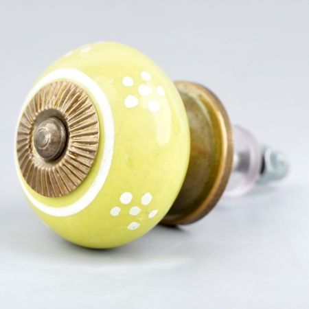 Lime Tiny Flower Ceramic Knob