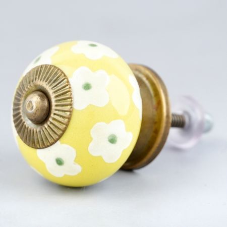 Yellow Floral Ceramic Knob
