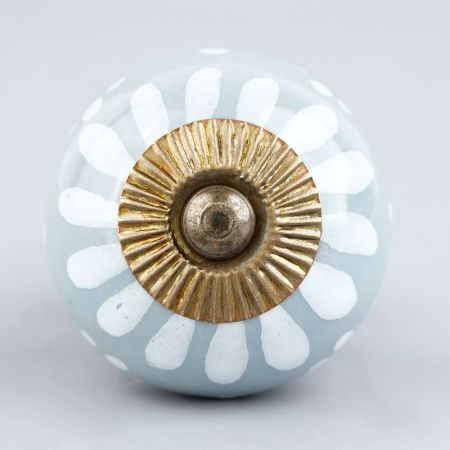 Light Grey Handpainted Floral Knob