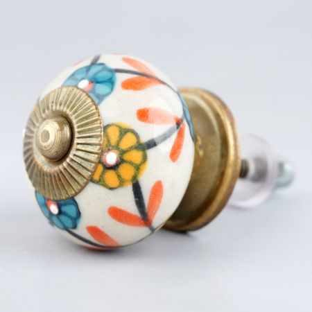 Sea Green Mustard Sunflower Ceramic Knob