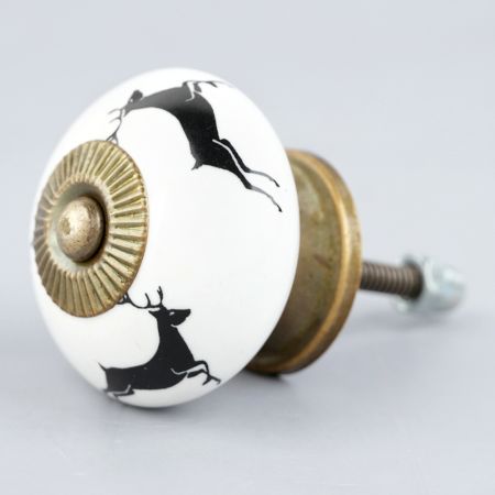 Black Running Rein Deer Pattern Ceramic Dresser Knob Online