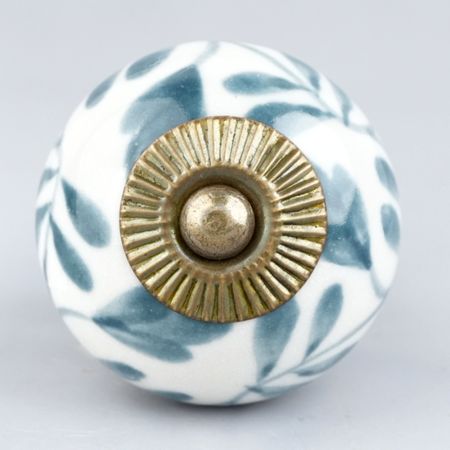Grey Leaf Ceramic Knob (1)