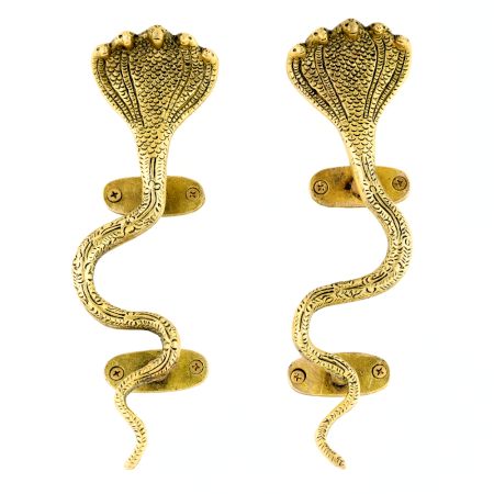 Antique Finish Cobra Design Brass Door Handle-1 Pair